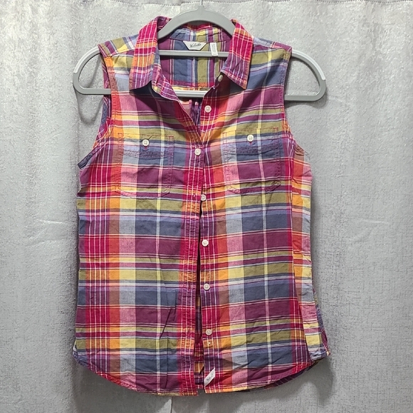 Woolrich Colorful Plaid Sleeveless Shirt‎ Size M - Picture 1 of 7
